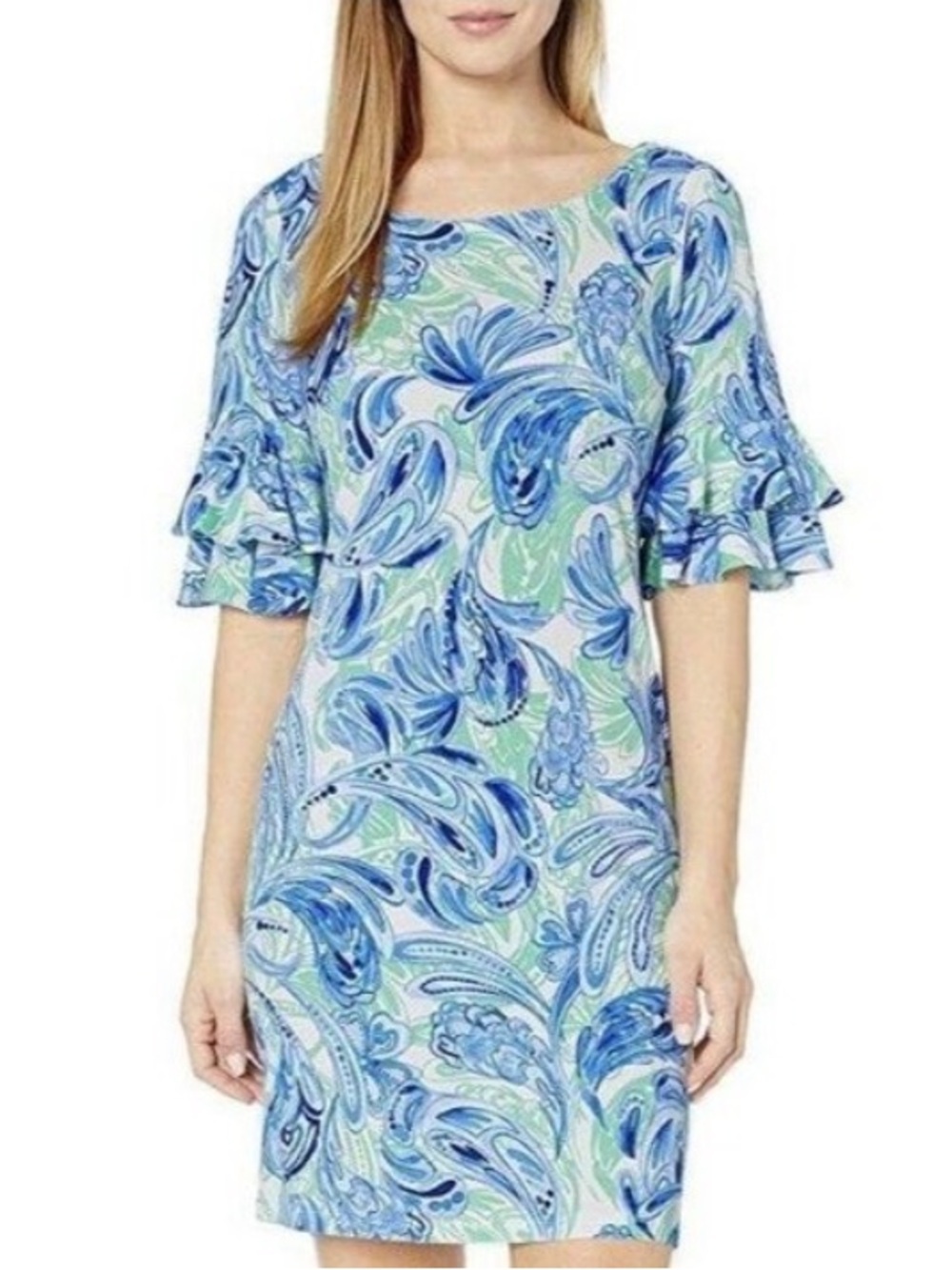 Pappagallo tropical blue palm print sundress comfort NWOT size Medium dress - Picture 3 of 12